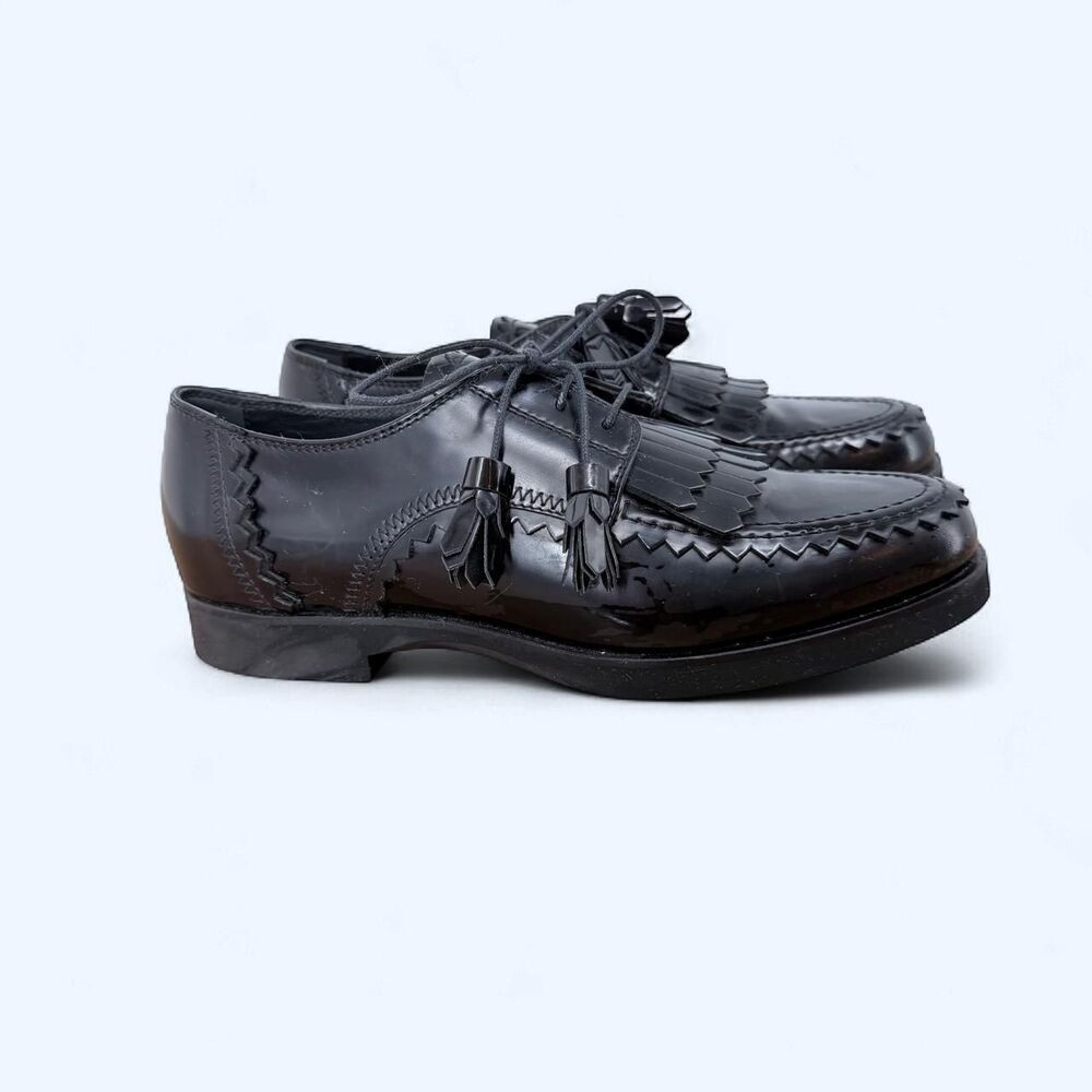 Tods Patent Leather Kiltie Tassel Oxfords Black Brogue Dress Shoes Punk Goth